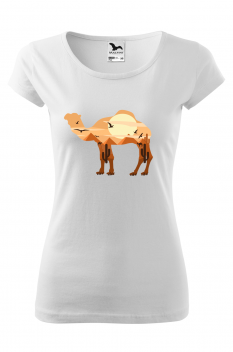 Tricou imprimat Camel, pentru femei, alb, 100% bumbac