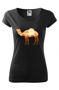 Tricou imprimat Camel, pentru femei, negru, 100% bumbac