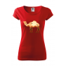 Tricou imprimat Camel, pentru femei, rosu, 100% bumbac