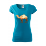 Tricou imprimat Camel, pentru femei, turcoaz, 100% bumbac