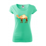 Tricou imprimat Camel, pentru femei, verde menta, 100% bumbac