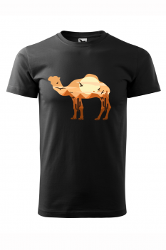 Tricou imprimat Camel, pentru barbati, negru, 100% bumbac
