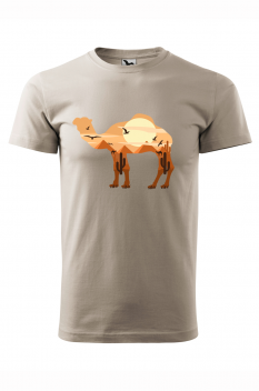 Tricou imprimat Camel, pentru barbati, gri ice, 100% bumbac