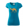 Tricou imprimat Camel Ornament, pentru femei, turcoaz, 100% bumbac