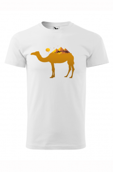 Tricou imprimat Camel Pyramid, pentru barbati, alb, 100% bumbac