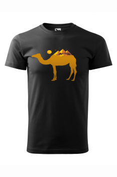 Tricou imprimat Camel Pyramid, pentru barbati, negru, 100% bumbac
