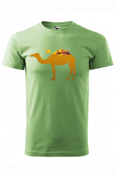 Tricou imprimat Camel Pyramid, pentru barbati, verde iarba, 100% bumbac