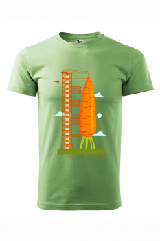 Tricou imprimat Carrot Rocket, pentru barbati, verde iarba, 100% bumbac