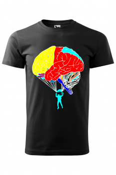 Tricou imprimat Brain Skydiving, pentru barbati, negru, 100% bumbac
