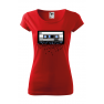 Tricou imprimat Cassette, pentru femei, rosu, 100% bumbac