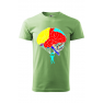 Tricou imprimat Brain Skydiving, pentru barbati, verde iarba, 100% bumbac