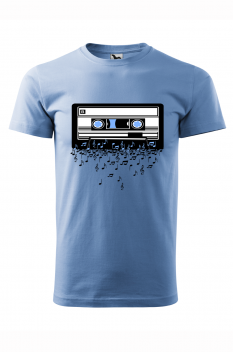 Tricou imprimat Cassette, pentru barbati, albastru deschis, 100% bumbac