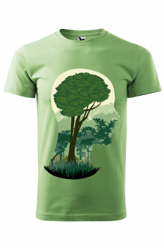Tricou imprimat Brain Tree, pentru barbati, verde iarba, 100% bumbac