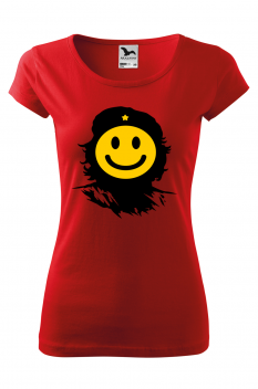 Tricou imprimat Che Smile, pentru femei, rosu, 100% bumbac