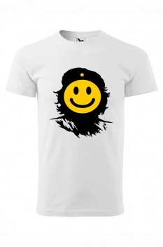 Tricou imprimat Che Smile, pentru barbati, alb, 100% bumbac