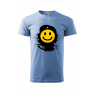 Tricou imprimat Che Smile, pentru barbati, albastru deschis, 100% bumbac