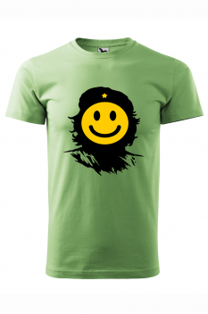 Tricou imprimat Che Smile, pentru barbati, verde iarba, 100% bumbac