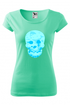 Tricou imprimat Dead Sea, pentru femei, verde menta, 100% bumbac