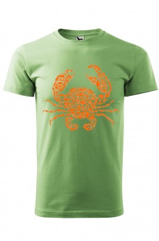 Tricou imprimat Crab, pentru barbati, verde iarba, 100% bumbac