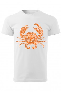 Tricou imprimat Crab, pentru barbati, alb, 100% bumbac