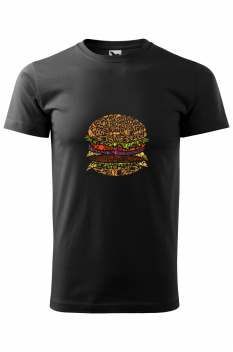 Tricou imprimat Burger, pentru barbati, negru, 100% bumbac
