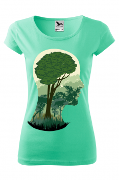 Tricou imprimat Brain Tree, pentru femei, verde menta, 100% bumbac
