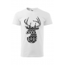 Tricou imprimat Folklore Deer, pentru barbati, alb, 100% bumbac
