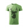 Tricou imprimat Folklore Deer, pentru barbati, verde iarba, 100% bumbac
