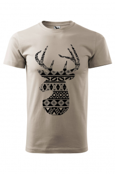 Tricou imprimat Folklore Deer, pentru barbati, gri ice, 100% bumbac