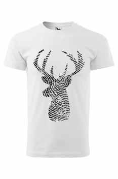 Tricou imprimat Circular Deer, pentru barbati, alb, 100% bumbac