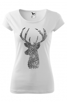 Tricou imprimat Circular Deer, pentru femei, alb, 100% bumbac