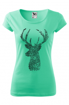 Tricou imprimat Circular Deer, pentru femei, verde menta, 100% bumbac