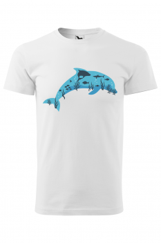 Tricou imprimat Dolphin, pentru barbati, alb, 100% bumbac