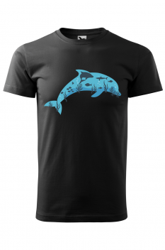 Tricou imprimat Dolphin, pentru barbati, negru, 100% bumbac