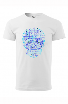 Tricou imprimat Electric Skull, pentru barbati, alb, 100% bumbac