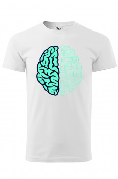 Tricou imprimat Electric Brain, pentru barbati, alb, 100% bumbac