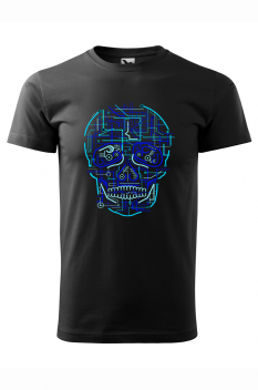 Tricou imprimat Electric Skull, pentru barbati, negru, 100% bumbac