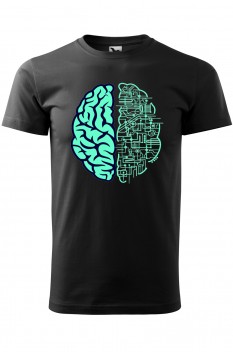 Tricou imprimat Electric Brain, pentru barbati, negru, 100% bumbac