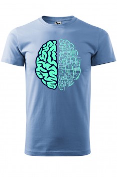 Tricou imprimat Electric Brain, pentru barbati, albastru deschis, 100% bumbac