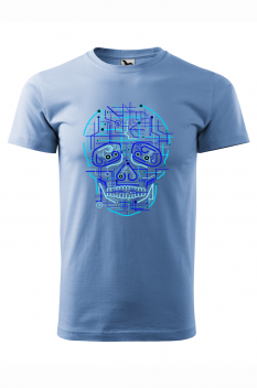 Tricou imprimat Electric Skull, pentru barbati, albastru deschis, 100% bumbac