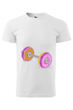 Tricou imprimat Donut Barbell, pentru barbati, alb, 100% bumbac