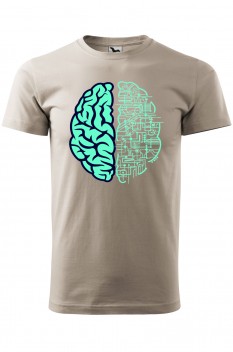 Tricou imprimat Electric Brain, pentru barbati, gri ice, 100% bumbac