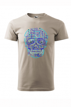 Tricou imprimat Electric Skull, pentru barbati, gri ice, 100% bumbac