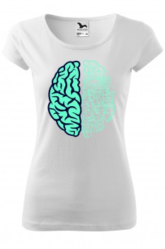 Tricou imprimat Electric Brain, pentru femei, alb, 100% bumbac