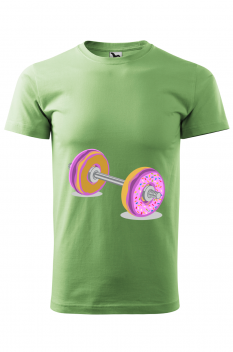 Tricou imprimat Donut Barbell, pentru barbati, verde iarba, 100% bumbac