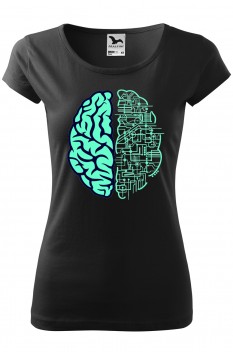 Tricou imprimat Electric Brain, pentru femei, negru, 100% bumbac