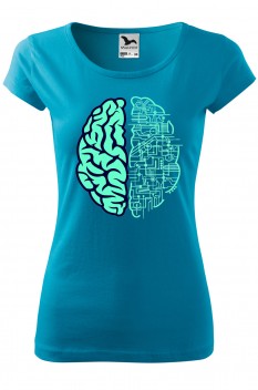 Tricou imprimat Electric Brain, pentru femei, turcoaz, 100% bumbac