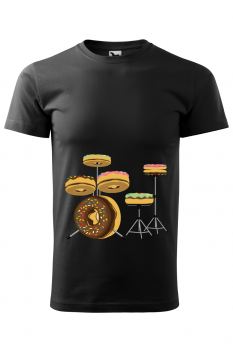 Tricou imprimat Donut Drum, pentru barbati, negru, 100% bumbac