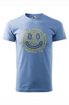 Tricou imprimat Electric Smiley, pentru barbati, albastru deschis, 100% bumbac