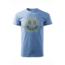 Tricou imprimat Electric Smiley, pentru barbati, albastru deschis, 100% bumbac